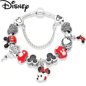 Disney Silver and Red Minnie Mouse Bracelet